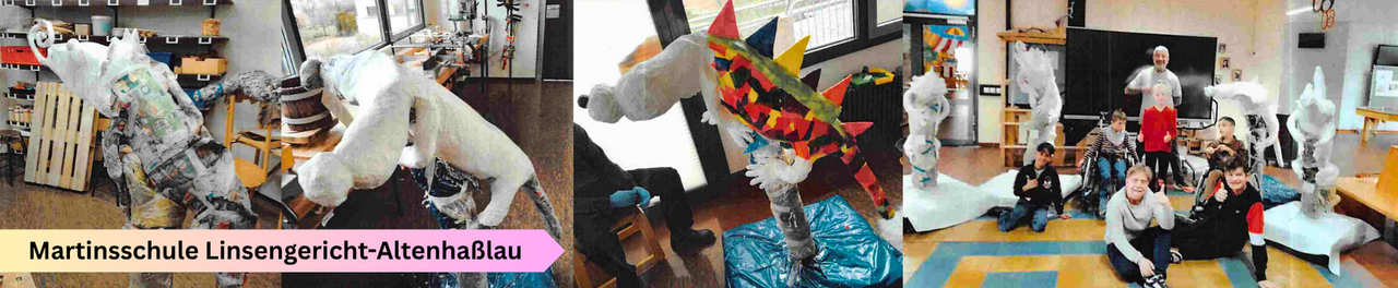 Herstellungsvorgang StepbyStep einer mannshohen Chamälion Skulptur, inkl einem schönen Gruppenfoto Spendenaktion der Martinsschule